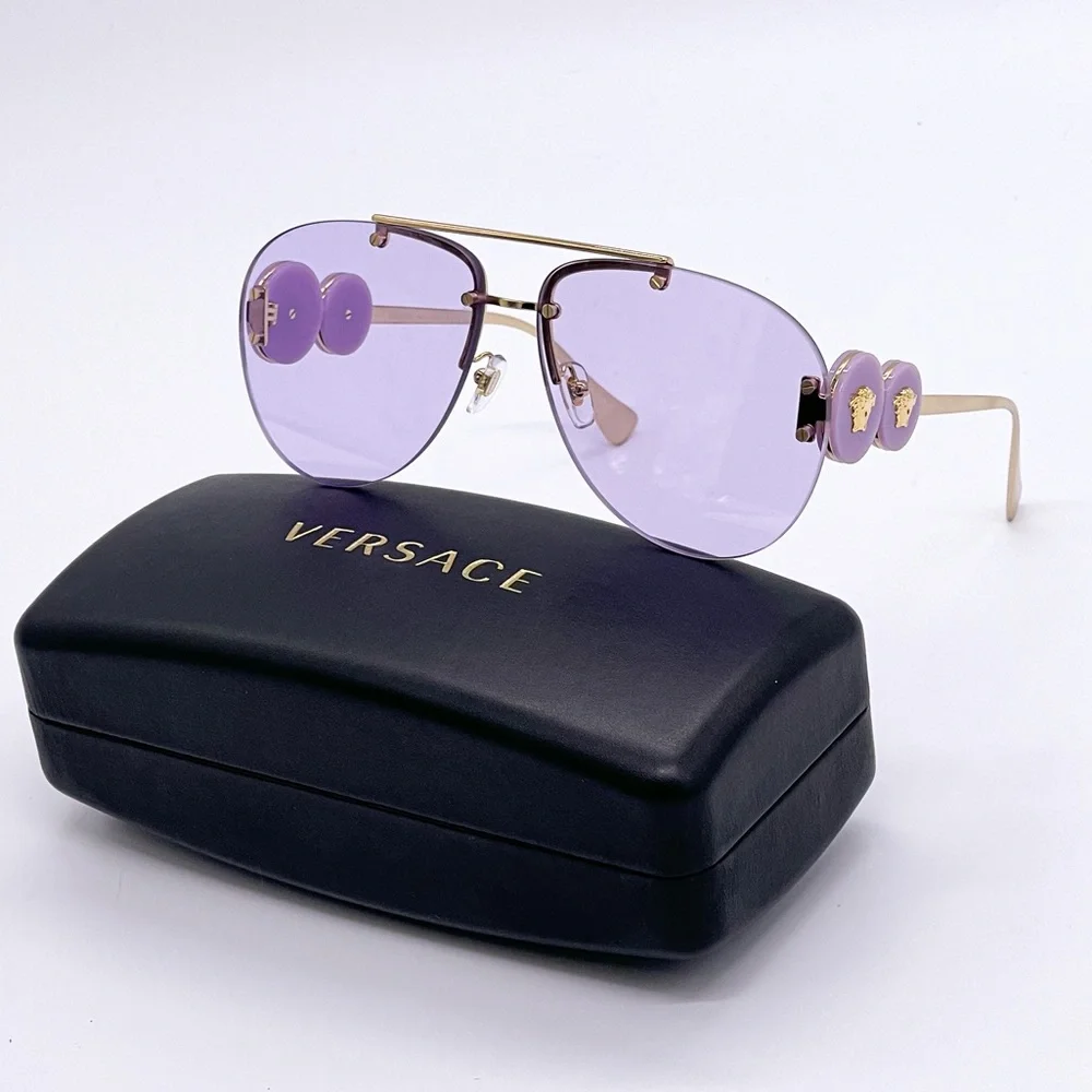 NEW VERSACE VE2250 14871A AVIATOR SUNGLASSES VERSACE MOD 2250 PURPLE